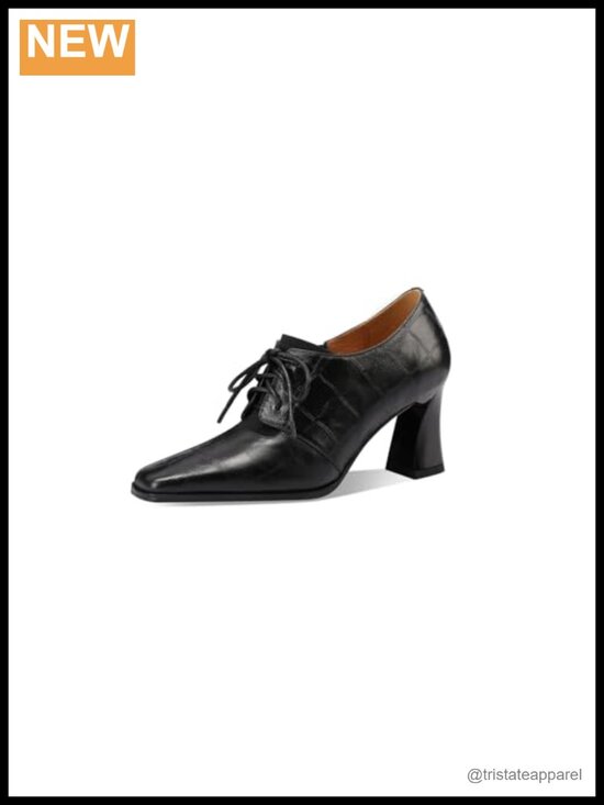 Shoes - Handmade Genuine Leather Square Toe Zipper Spool Heel Pumps
